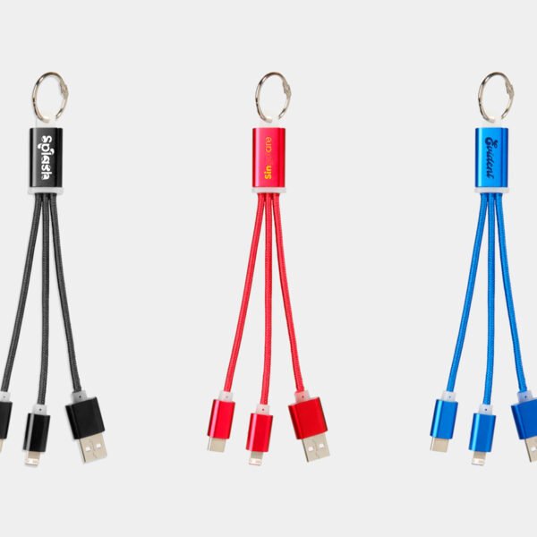 Câble de chargement 3-en-1 avec porte-clés